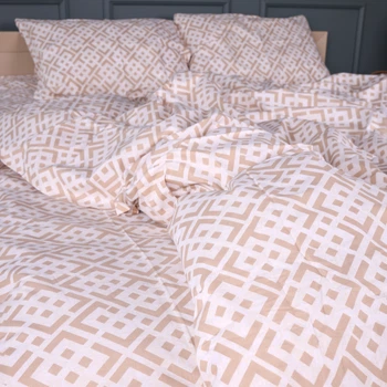 Простынь MirSon Полуторная 150х220 см 17-0948 Abstract Beige Ranforce Elite (2200013164890)
