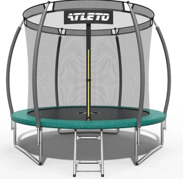 Батут дитячий Atleto зелений до 150 кг з внутрішньою сіткою та драбинкою 312 см (76-167-21000503)