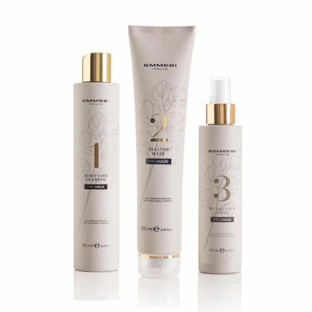 Набір для фарбованого волосся Emmebi Pro Hair: Шампунь Emmebi Pro Hair Purifying Shampoo 250 мл + Маска Emmebi Pro Hair Sealing Mask 200 мл + Спрей Emmebi Pro Hair Re-Balance Spray 150 мл