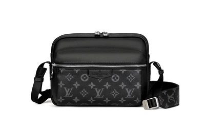 Сумка мужская мессенджер Louis Vuitton Outdoor черная с белым (032)