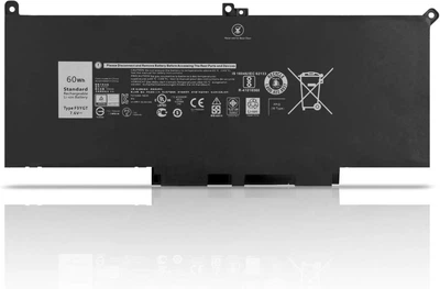 Акумулятор F3YGT для Dell Latitude 7280 7380 7480 7490, 7.6V 60Wh Li-ion