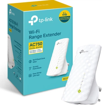 TP-Link RE200 AC750 — підсилювач Wi-Fi, дводіапазонний, Ethernet, UK Plug.