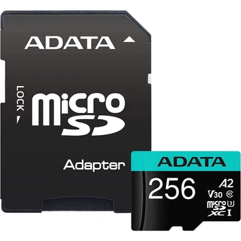 Карта памяти ADATA MicroSDXC Premier Pro 256Gb UHS-1 A2 V30S + SD адаптер (AUSDX256GUI3V30SA2-RA1) [162342]