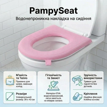 Водонепроникна накладка на сидіння унітазу PampySeat, рожева