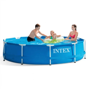 Каркасный круглый бассейн Intex 28200 Metal Frame 4485 л, 68 см, с фильтром и сливным клапаном, синий