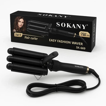Плойка для волос тройная волна SOKANY CL/SK-669 с керамическим покрытием