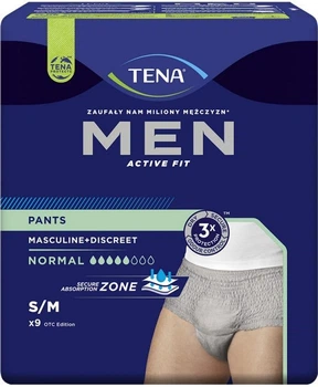Majtki chłonne męskie Tena Men Pants Normal Grey S/M 9 szt (7322541679754)