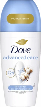 Шариковый антиперспирант Dove Advanced Care Fresh Cotton & Sea Minerals Roll‑On 50 мл (59029601)