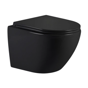 Унитаз подвесной Qtap Jay Ultra Quiet 485х360х320 мм, Matt Black, сиденьем Slim Duroplast/ Soft-close/ Quick Relase QT07335177MB