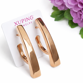 Серьги Xuping Jewelry длина 2.8см ширина 3-4мм медицинское золото позолота 18К с1676