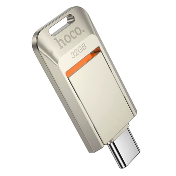 Флеш-накопитель 32ГБ USB 3.0 Type-C поворотный металл Hoco UD17 для хранения и передачи данных