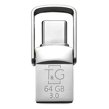 USB флешка OTG T&G 64GB Type C 3.0 металева для передачі даних між пристроями з високим об'ємом пам'яті