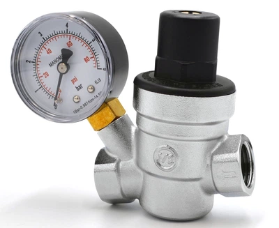 Редуктор тиску води Thermo Alliance 1/2" (1-4 бар), поршневий, з фільтром та манометром, SD194
