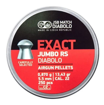 Кулі JSB Exact Jumbo RS 5.52 мм (0.87 г) 250 шт, надлегкі швидкісні, настильні, для PCP 16-17 Дж