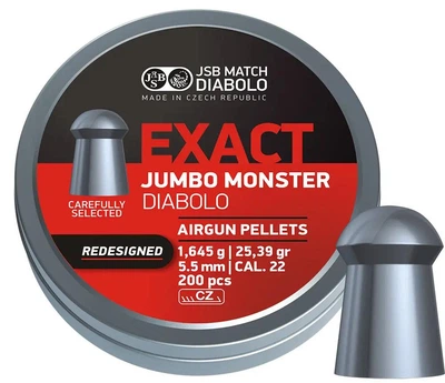 Кулі JSB Exact Jumbo Monster Redesigned 5.52 мм (1.645 г) 200 шт, надважкі, для потужної PCP 50-70 Дж