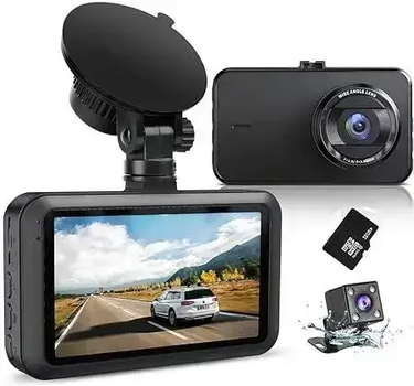 Видеорегистратор для автомобилей с двумя камерами SSontong A16 Full HD 1080P с SD-картой Черный