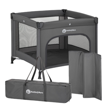 Манеж для дитини Petite&Mars Nook Urban Charcoal дорожній сірий (8596202017721)