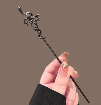 Шпилька для волос змея металлическая 18 см, hair stick для пучка, готический аксессуар