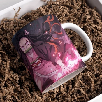 Чашка чорна хамелеон з блискітками матова Demon slayer Nezuko Kamado Клинок, що знищує демонів Недзуко Камадо 330 мл (ДС21392)