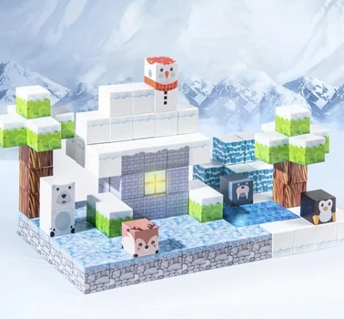 Магнітний конструктор Minecraft Magnetic Building 138 деталей зі світловими елементами