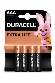 Батарейки AAA Duracell Extra Life LR03 1.5V, щелочные (Alkaline), 4 шт
