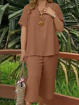 Комплект (блуза + штани) Shein sz2404290514309341 0XL коричневий (100008306)