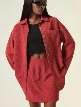 Костюм (сорочка, спідниця) Shein sz25062326164010115 S червоний (100007497)