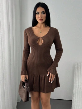 Свитер-платье Shein sz25070966621837199 L коричневый (100008156)