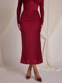 Атласна спідниця Shein sz2410151182231603 M червона (100007521)