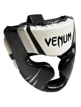 Боксерский шлем Venum с полной защитой White Black для тренировок и спаррингов М