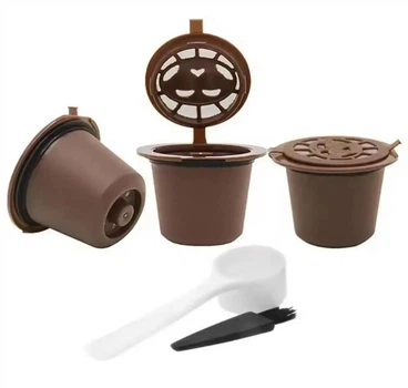 Многоразовые капсулы для кофемашины Nespresso 3 шт для молотого кофе с ложкой и щеткой