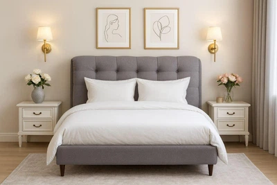 Кровать RidneTut Emeli Premium 160х200 см с подъемным механизмом Lili 94 Серая (33431-1112094)