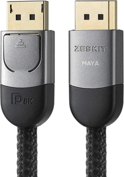 Кабель Zeskit Maya Displayport v1.4 HBR3 [VESA Certified] 8K@60Hz, 4K@120Hz, 1044p@240Hz, 32.4Gbps, 1м black (DP-MY100)