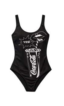 Купальник закритий з вшитим топом для жінки Lidl Coca-Cola BDO99157-1 L чорний