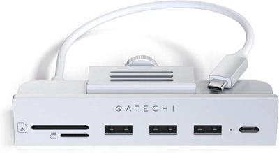 USB-C хаб SATECHI Clamp Hub для iMac 24 розширення портів алюмінієвий адаптер сріблястий