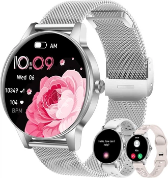 Смарт-годинник 1.27 Bluetooth дзвінки 130+ режимів пульсометр IP68 сріблясті