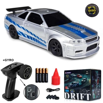 Машинка для дрифта мини Jiabaile Drift Car 1/43 4WD на радиоуправлении с гироскопом Nissan Skyline GTR R34 4302
