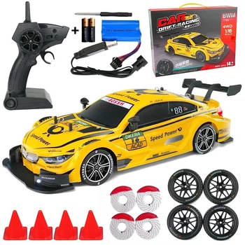 Машинка на радиоуправлении BMW M4 для дрифта 40 км/ч с полным приводом БМВ 4WD желтая