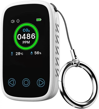 Mini Тестер 3 в 1 якості повітря з CO₂-сенсором , термометром і гігрометром, LED-екран, до 15 годин від аккумулятора.
