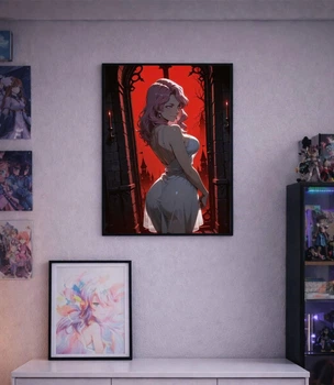 Постер у рамці під склом Red Temptation: Gothic Anime Woman Castle Poster А3