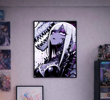 Постер у рамці під склом Dark Queen: Gothic Anime Girl with Skull Aesthetic А4