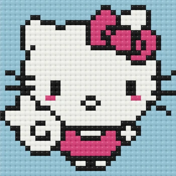 Алмазная мозаика мини для детей "Hello Kitty Хэллоу Китти" 10х10 см, картина стразами по номерам