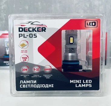 Автомобильные светодиодные LED лампы Decker PL-05 5K HB4 9006 7000L 5000k 45W 9-32V