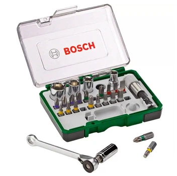 Набор бит Bosch (27 шт) + ключ-трещотка (26801)