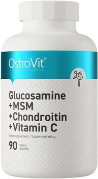 Хондропротектор для суставов OstroVit Glucosamine + MSM + Chondroitin + Vitamin C 90 таблеток (5903933923901)