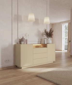 Комод с подсветкой Perfect Home Хиро / Hiro 2D3S/176 2-дверный с 3 ящиками Какао/дуб кремона