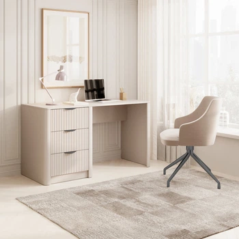 Стіл комп'ютерний, письмовий Perfect Home Ланте / Lante 3S/140 з 3 ящиками та чорними ручами Беж