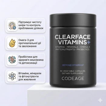 Clearface Vitamins Codeage поддержка чистой кожи и контроль проблемных участков 90 капсул