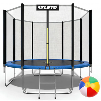 Батут дитячий з сіткою та драбинкою 435 см Atleto + подарунок м'ячик
