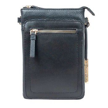 Кожаная сумка для смартфона AZ71 Black (Черный)